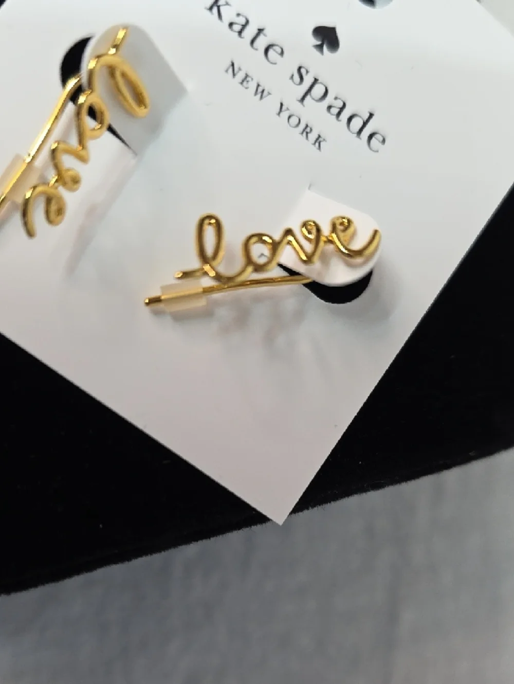 Kate Spade Gold Love Script Earrings - Picture 2 of 5